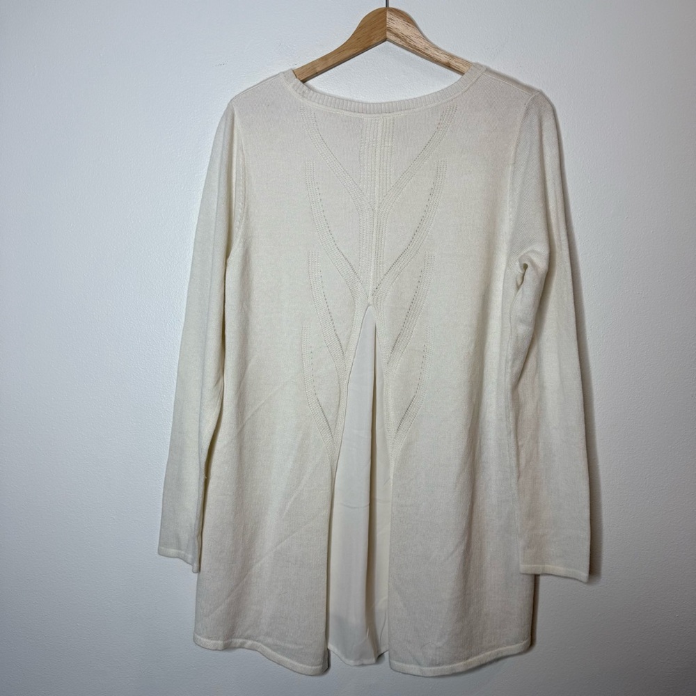 New Soft Surroundings Sirena Sweater Wool Alpaca Blend Double Layer Sweater Ecru - Picture 8 of 10